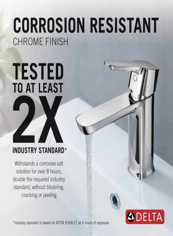 Delta Modern Chrome Bathroom Faucet 1 Hole, Single Hole Bathroom Sink Faucet for Vanity, Push-Pop Drain Assembly, Chrome 581LF-PP - Image 2