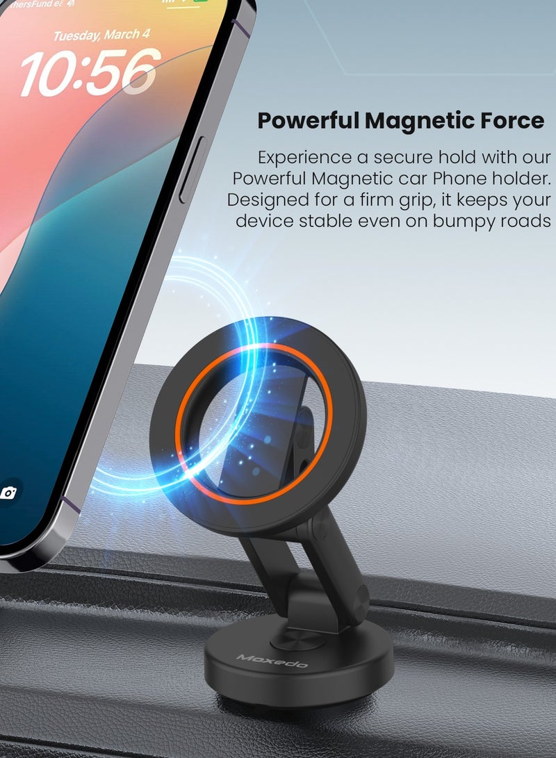Moxedo Snap-On Magnetic Car Phone Holder Magsafe 360° Base Rotation Compatible Foldable Rounded Magnets for Dashboard Compatible for iPhone and Androids - Image 3