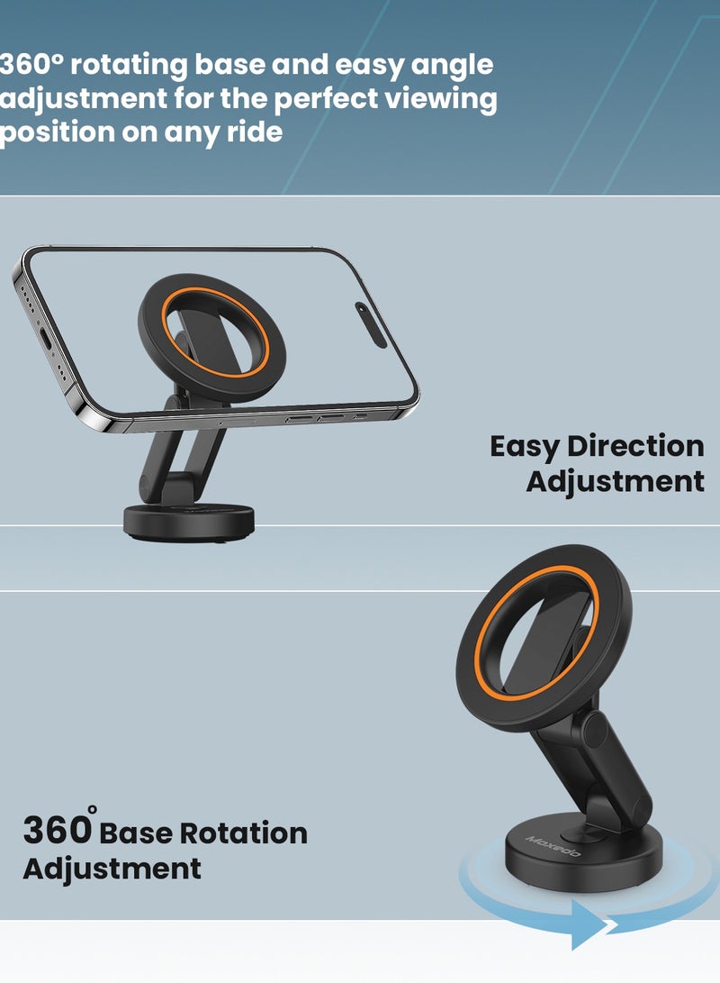 Moxedo Snap-On Magnetic Car Phone Holder Magsafe 360° Base Rotation Compatible Foldable Rounded Magnets for Dashboard Compatible for iPhone and Androids - Image 4