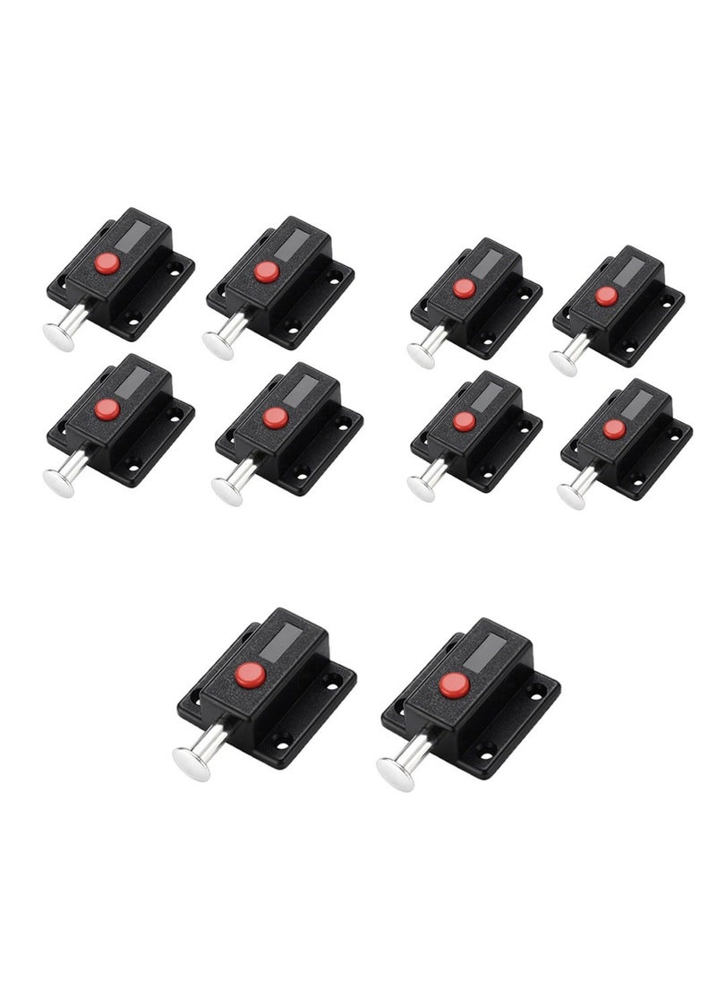 Y&D - Door Bolt Lock, 10 Pack Automatic Slide Latch Lock Red Push Button Switch Spring Sliding Latches Bump Window Cabinet Locker Home Safety Hardware Furniture Drawer Snib - Image 1
