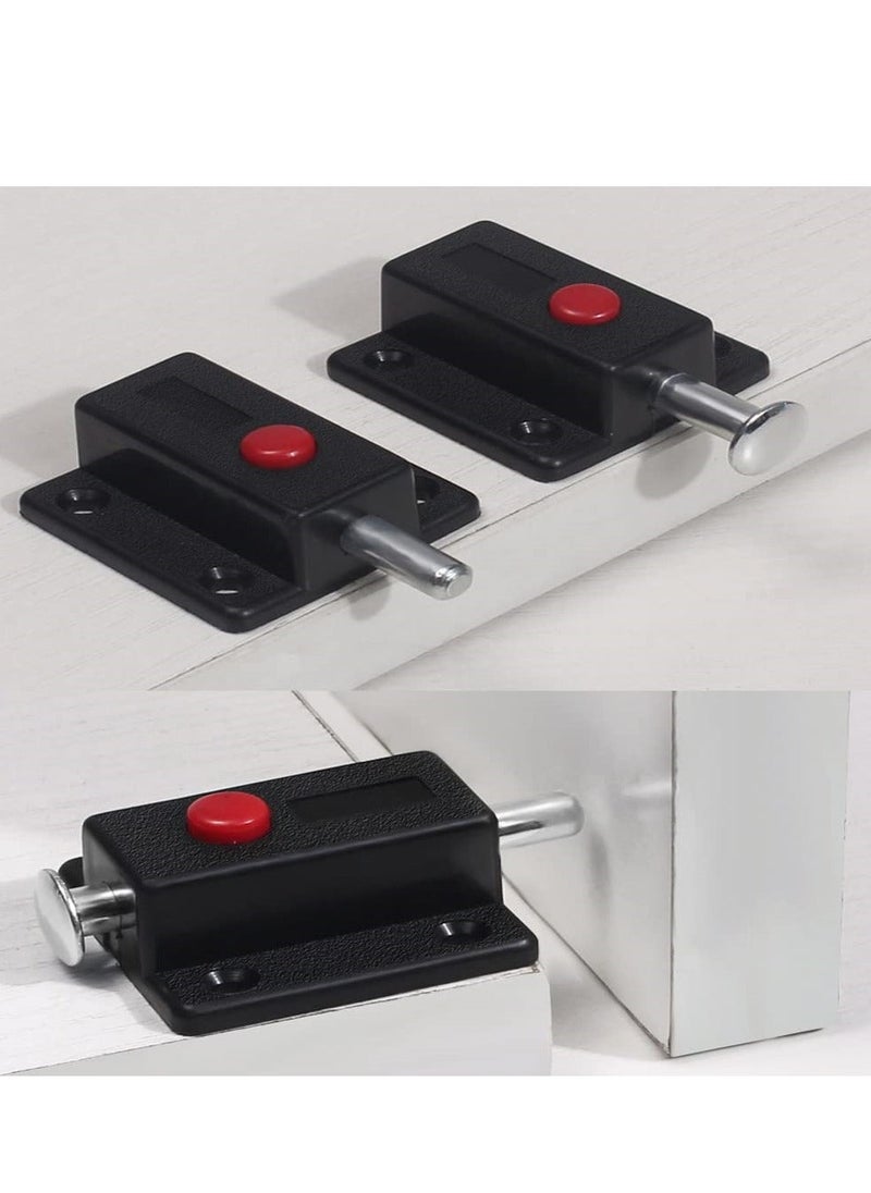 Y&D - Door Bolt Lock, 10 Pack Automatic Slide Latch Lock Red Push Button Switch Spring Sliding Latches Bump Window Cabinet Locker Home Safety Hardware Furniture Drawer Snib - Image 1