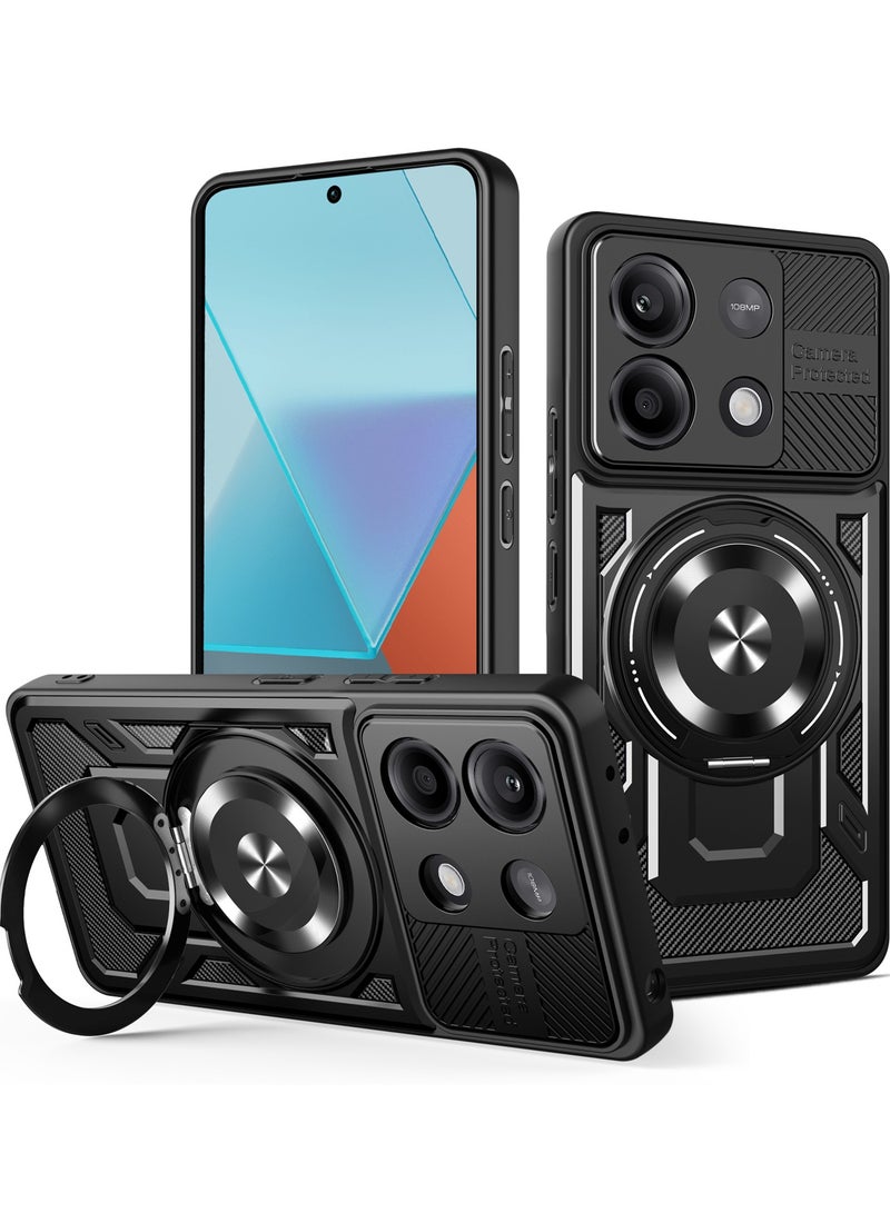 Case Cover Shock Resistant Protect Camera TPU + PC Compatible with Redmi Note 13 Pro 4G / Poco M6 Pro 4G (Black) - Image 1