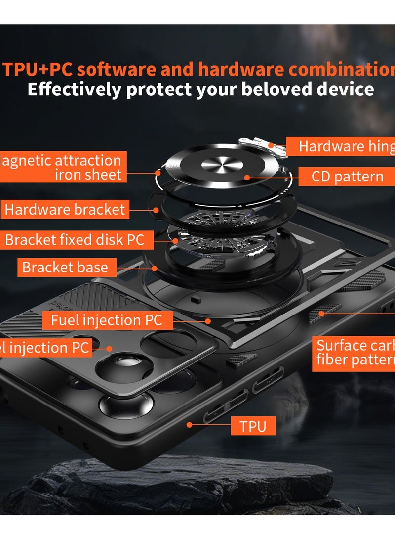 Case Cover Shock Resistant Protect Camera TPU + PC Compatible with Redmi Note 13 Pro 4G / Poco M6 Pro 4G (Black) - Image 2