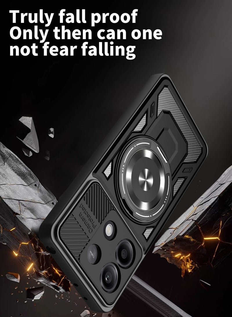 Case Cover Shock Resistant Protect Camera TPU + PC Compatible with Redmi Note 13 Pro 4G / Poco M6 Pro 4G (Black) - Image 3