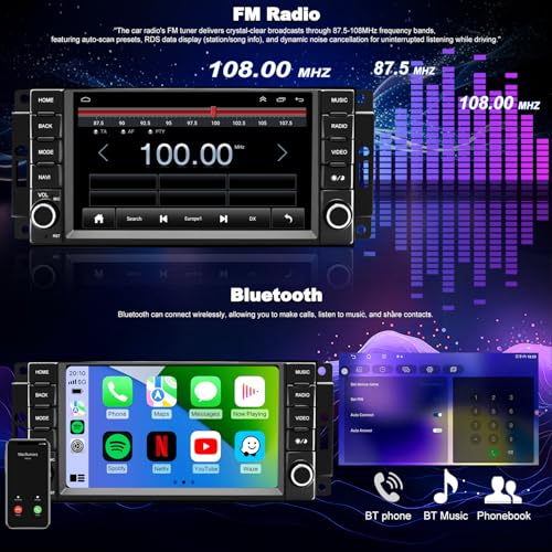 Aitrenlu Upgrade Car Radio for Dodge Challenger 2008-2014,Dodge Avenger 2008-2014, Charger 2008-2010, Replacement Stereo, HD Touch Screen Wireless CarPlay, Android Auto, Head Unit, GPS, 5G WiFi FM - Image 4