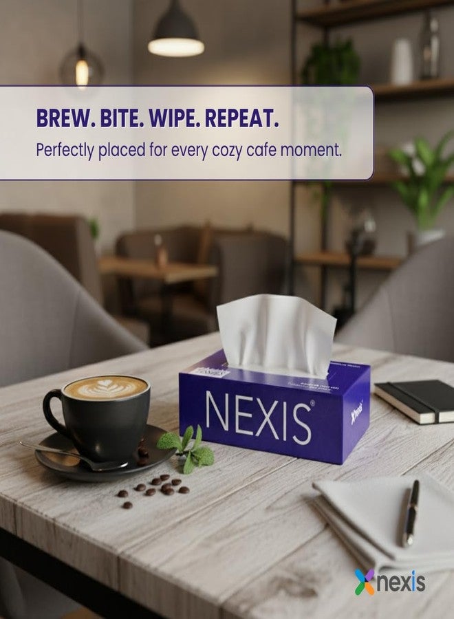 NEXIS 2-Ply Facial Tissue Paper Box | 100 Pulls x 4 Boxes | 800 Sheets | Car Tissue | Soft And Highly Absorbent | 100% Natural Virgin Fibre | Pack of 4 - Image 2