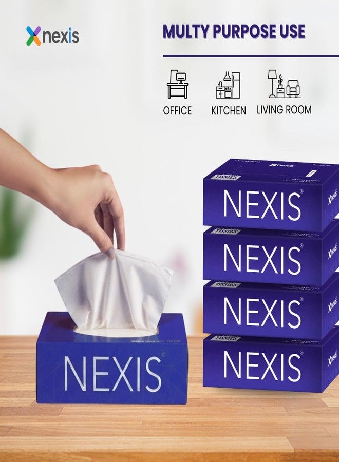 NEXIS 2-Ply Facial Tissue Paper Box | 100 Pulls x 4 Boxes | 800 Sheets | Car Tissue | Soft And Highly Absorbent | 100% Natural Virgin Fibre | Pack of 4 - Image 5