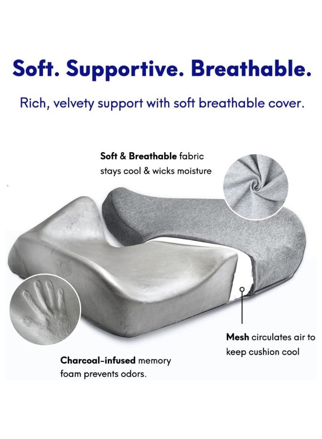 WALALLA 2 Pack Portable Ergonomic Memory Foam Seat Cushion and Lumbar Support Pillow Set,  Bed Chair Pillow, Back Support, Memory Foam Reading Pillow for Car Office Computer Chair Wheelchair - Image 5