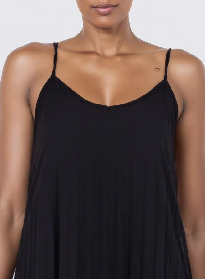 HaILYS Spaghetti Strap Pleated Midi Dress - Black