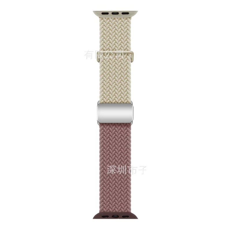 سوار ساعة ذكية سوار نايلون حلقي متوافق مع Apple Watch 38/40/41/42/44/45/49mm بملاءمة قابلة للتعديل وحزام بديل باللون Starlight قابل للتعديل - Image 1