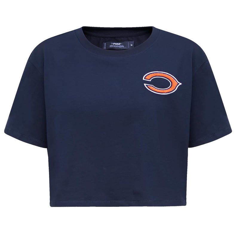 Pro Standard Womens NFL Chicago Bears Classic Chenille Short Sleeve Boxy Tee Midnight Navy M - Image 1