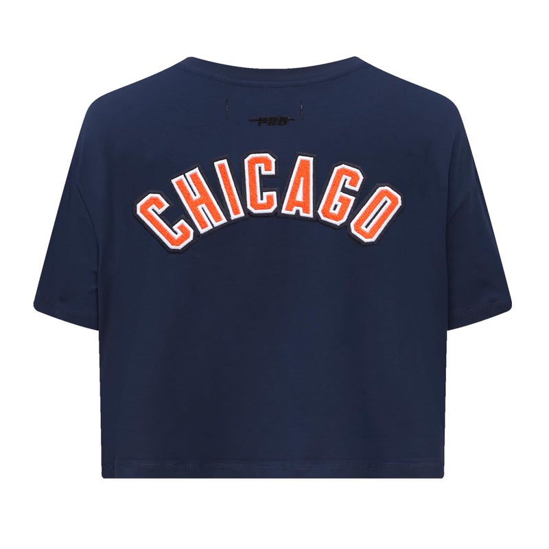 Pro Standard Womens NFL Chicago Bears Classic Chenille Short Sleeve Boxy Tee Midnight Navy M - Image 2