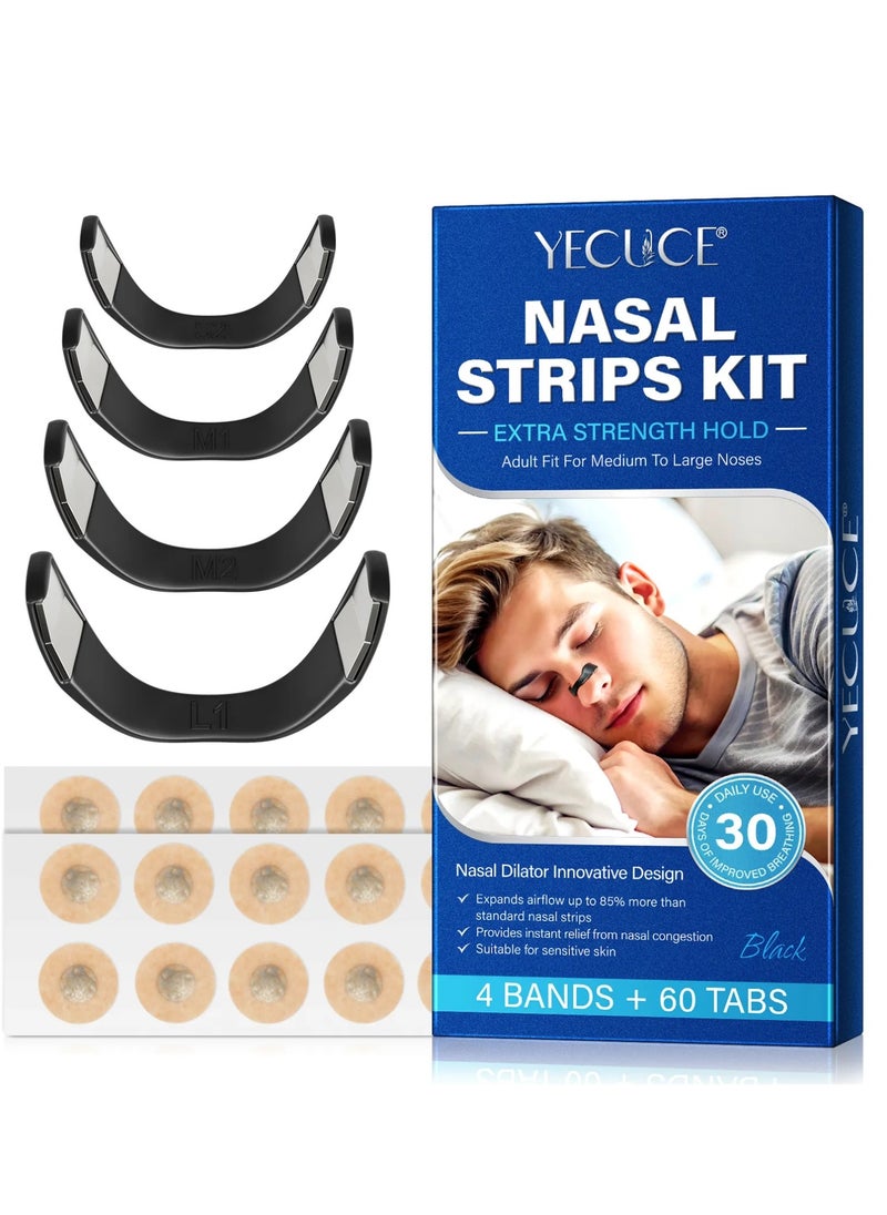 Yecuce - Nasal Strips Kit for 30 Days Use Magnetic Nasal Strip to Boost Oxygen Intake Anti Snoring Clip Improve Sleep Quality No Medicine or Chemicals Sweat Resistant Skin Safe Magnetic Nose Strip Sleep Strips Magnetic Nose Clip for Men and Women - Image 1