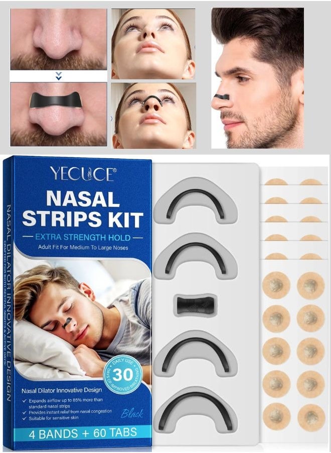 Yecuce - Nasal Strips Kit for 30 Days Use Magnetic Nasal Strip to Boost Oxygen Intake Anti Snoring Clip Improve Sleep Quality No Medicine or Chemicals Sweat Resistant Skin Safe Magnetic Nose Strip Sleep Strips Magnetic Nose Clip for Men and Women - Image 1