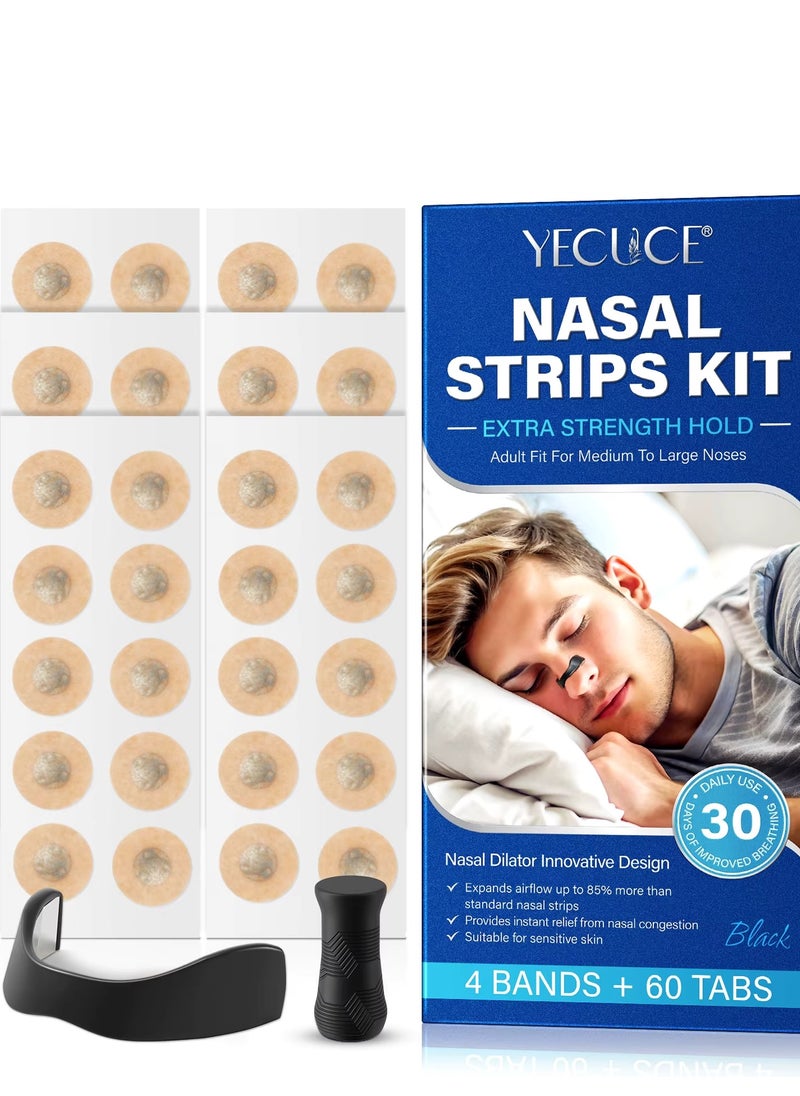 Yecuce - Nasal Strips Kit for 30 Days Use Magnetic Nasal Strip to Boost Oxygen Intake Anti Snoring Clip Improve Sleep Quality No Medicine or Chemicals Sweat Resistant Skin Safe Magnetic Nose Strip Sleep Strips Magnetic Nose Clip for Men and Women - Image 1