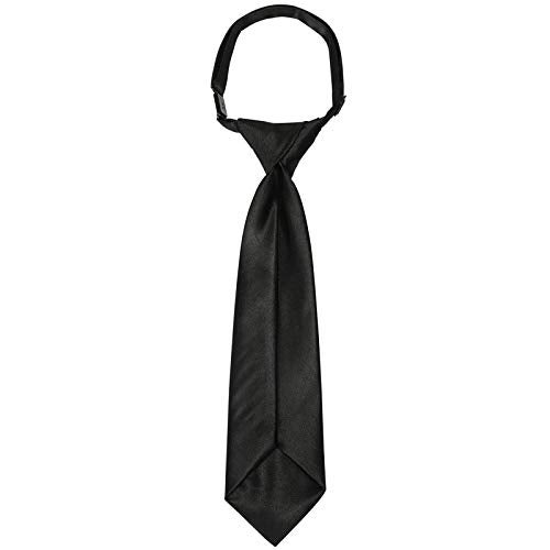 Kajeer Boys Ties for Kids Necktie Solid Adjustable - Woven Boys Pre-tied for Kids Formal Wedding Graduation School Uniforms (Black, M (age 5 years - 12) - Image 4