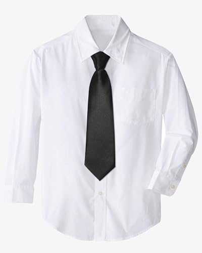 Kajeer Boys Ties for Kids Necktie Solid Adjustable - Woven Boys Pre-tied for Kids Formal Wedding Graduation School Uniforms (Black, M (age 5 years - 12) - Image 5