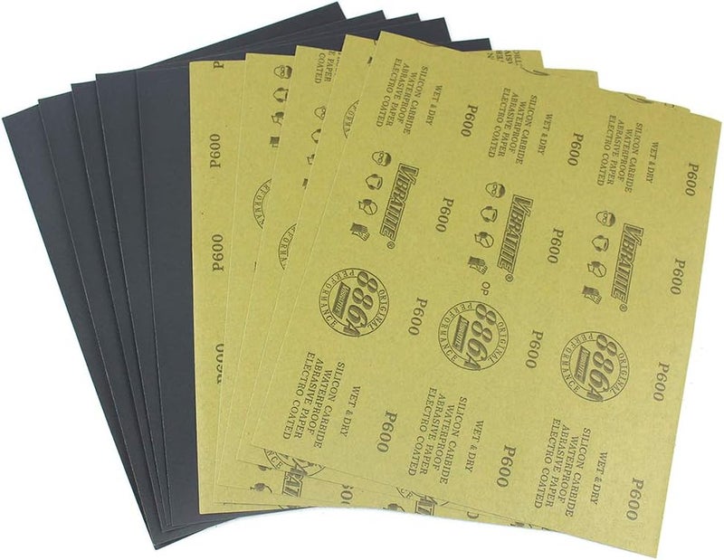 MAXMAN MAXAMN 600 Grit Sandpaper, Wet Dry Sandpaper Sheets 9 x 11 Inches, Silicon Carbide Abrasive Sand Paper for Wood Furniture Finishing, Metal Sanding, Automotive Polishing, DIY Projects, 10 Sheets - Image 1