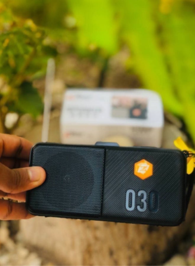 Zero Z160 Portable Solar Powered Bluetooth Speaker with FM Radio Built in High Brightness LED Flashlight USB and TF Card Ports and Durable Carrying Strap for Outdoor Camping and Emergency Use - Image 3