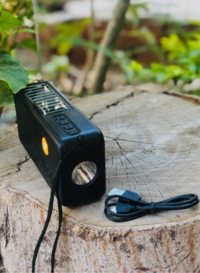 Zero Z160 Portable Solar Powered Bluetooth Speaker with FM Radio Built in High Brightness LED Flashlight USB and TF Card Ports and Durable Carrying Strap for Outdoor Camping and Emergency Use - Image 5