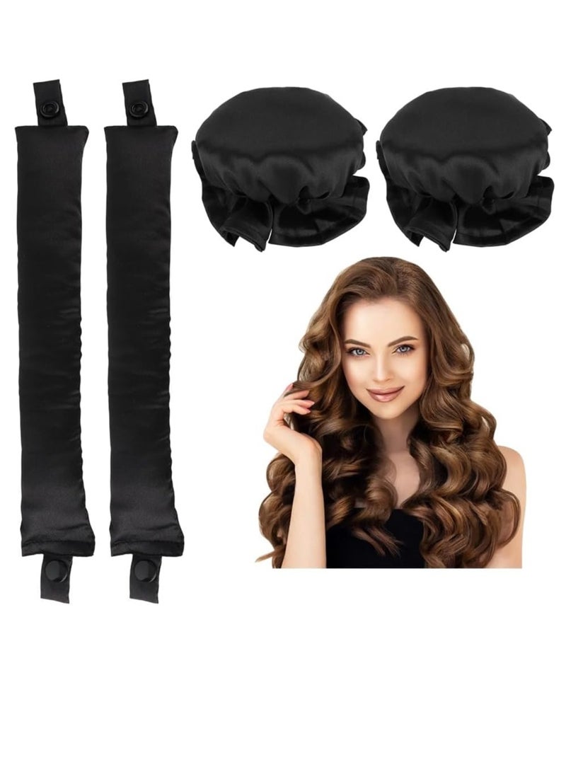 Bukela Satin Heatless Hair Curler, 4 Pack Pillow Soft Rollers with Hair Caps, Soft Heatless Curling Rod Headband for All Hair Types, No Heat Curlers to Sleep, Overnight Heatless Curls Headband  - Image 1