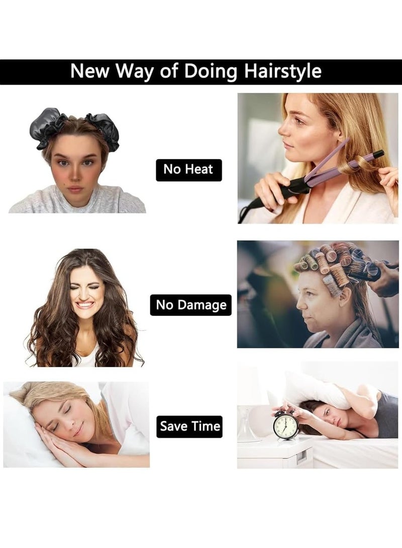 Bukela Satin Heatless Hair Curler, 4 Pack Pillow Soft Rollers with Hair Caps, Soft Heatless Curling Rod Headband for All Hair Types, No Heat Curlers to Sleep, Overnight Heatless Curls Headband  - Image 2