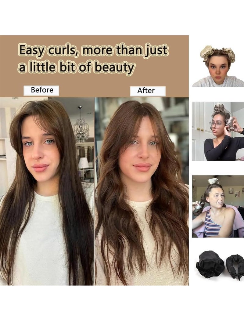 Bukela Satin Heatless Hair Curler, 4 Pack Pillow Soft Rollers with Hair Caps, Soft Heatless Curling Rod Headband for All Hair Types, No Heat Curlers to Sleep, Overnight Heatless Curls Headband  - Image 3