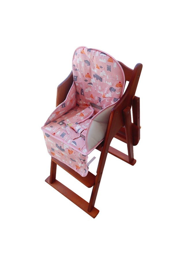 Kocpudu High Chair Pad, High Chair Cushion, Seat Cushion Breathable Pad, Cute Pattern,Comfortable Seat Belt Design, Soft and Comfortable, Baby Sits More Comfortable (Pink Animal Pattern) - Image 4
