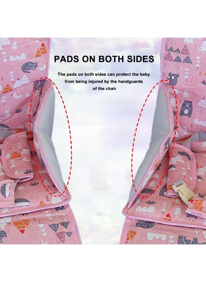 Kocpudu High Chair Pad, High Chair Cushion, Seat Cushion Breathable Pad, Cute Pattern,Comfortable Seat Belt Design, Soft and Comfortable, Baby Sits More Comfortable (Pink Animal Pattern) - Image 5