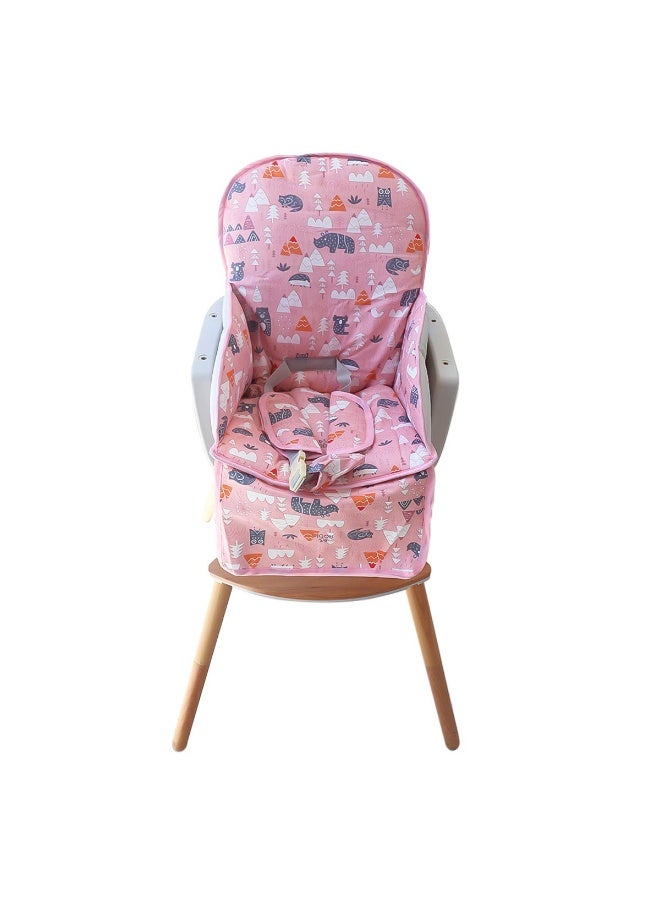 Kocpudu High Chair Pad, High Chair Cushion, Seat Cushion Breathable Pad, Cute Pattern,Comfortable Seat Belt Design, Soft and Comfortable, Baby Sits More Comfortable (Pink Animal Pattern) - Image 3