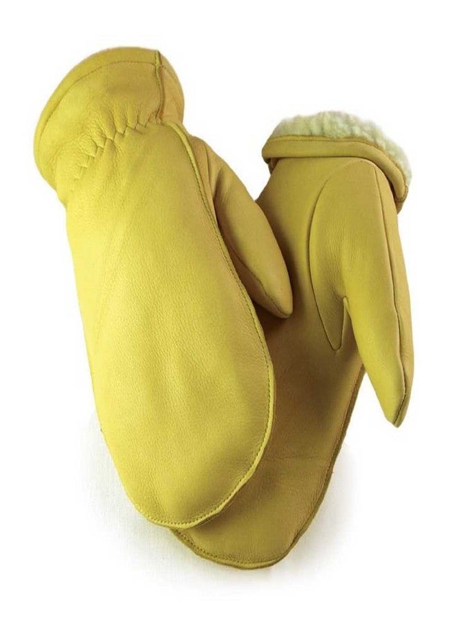 NORTH STAR Unisex Full Grain Deerskin Sherpa Lined Mitten, Tan, Full Fingered 51T