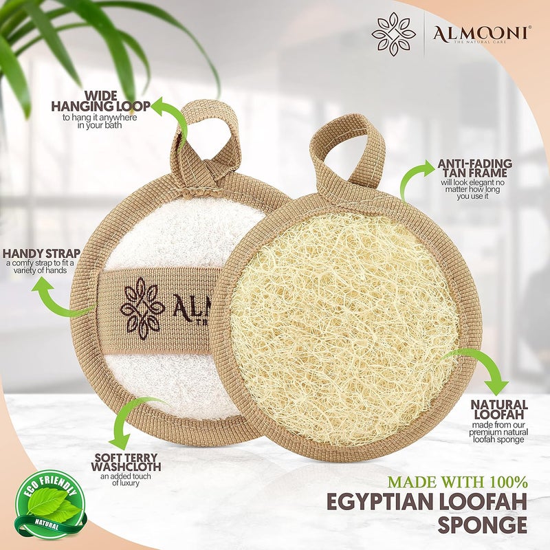 ALMOONI لوفاة طبيعية مقشرة للوجه، مصنوعة من إسفنجة لوفة مصرية طبيعية، إسفنجة لوفة للاستحمام للنساء والرجال، للوجه الذي يجعلك نظيفًا - 6 قطع (1 عبوة) - Image 2