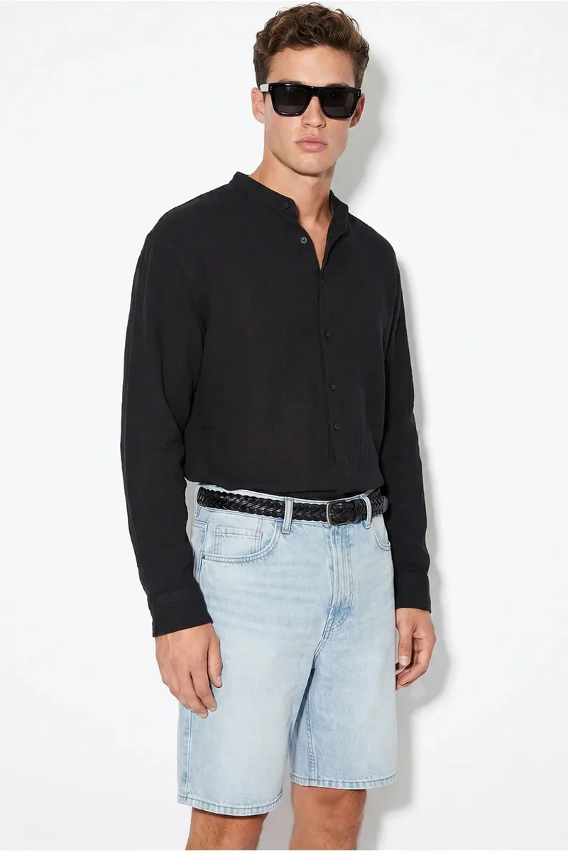 بيانكو لوتشي LUCCI Oversized Mandarin Collar Shirt
