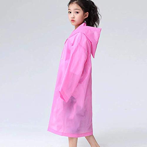 MAGIC Kids Girl's PVC Full Sleeve With Hooded Plain Raincoat (Pink, 9-10 Years) - Image 5