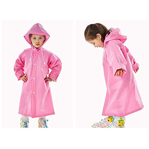 MAGIC Kids Girl's PVC Full Sleeve With Hooded Plain Raincoat (Pink, 9-10 Years) - Image 4