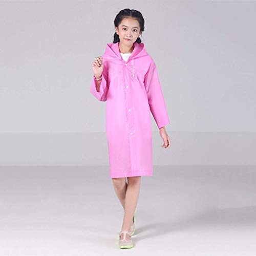 MAGIC Kids Girl's PVC Full Sleeve With Hooded Plain Raincoat (Pink, 9-10 Years) - Image 3