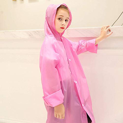 MAGIC Kids Girl's PVC Full Sleeve With Hooded Plain Raincoat (Pink, 9-10 Years) - Image 2