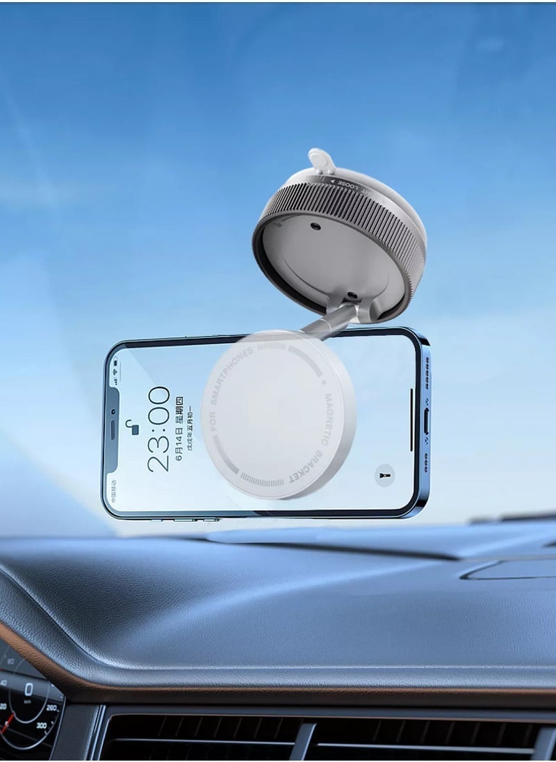 TIGER Vacuum Magnetic Phone Holder Stand – 360° Adjustable Suction Mount with 5 Nano Gel Pads for Smooth & Rough Surfaces – Foldable Magnetic Phone Holder for iPhone, Android, Car Mount, Desk & More (White) - Image 2
