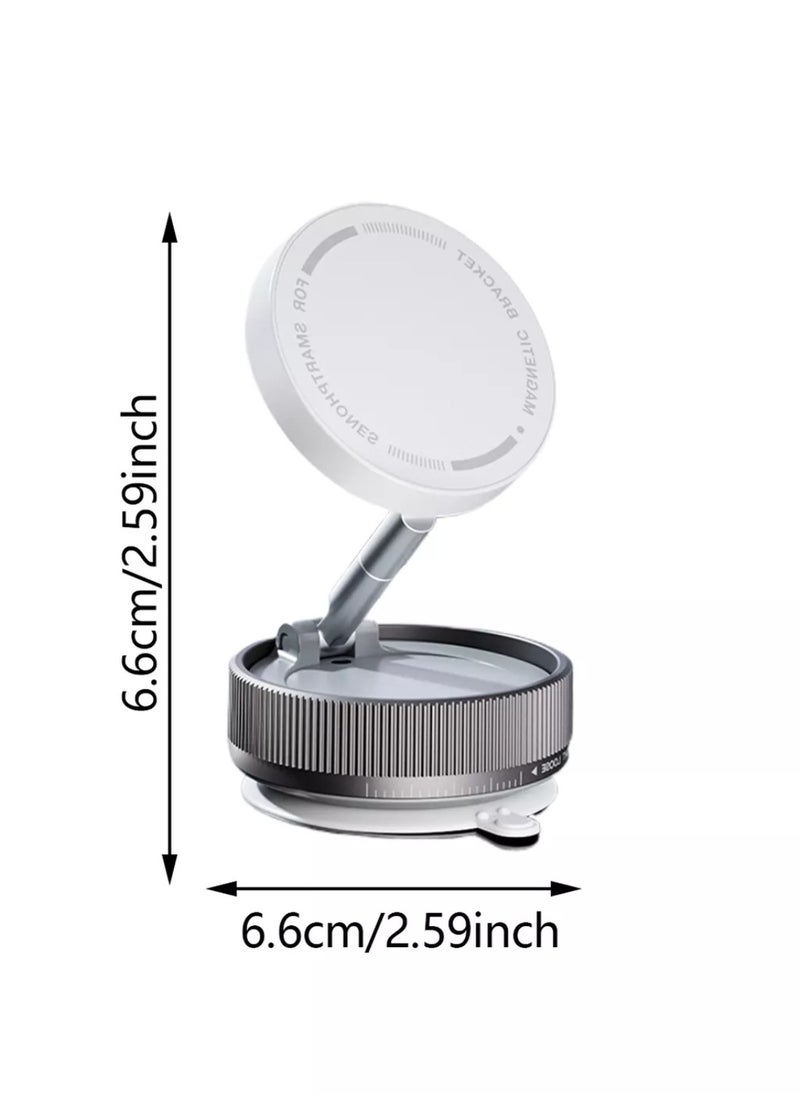 TIGER Vacuum Magnetic Phone Holder Stand – 360° Adjustable Suction Mount with 5 Nano Gel Pads for Smooth & Rough Surfaces – Foldable Magnetic Phone Holder for iPhone, Android, Car Mount, Desk & More (White) - Image 3