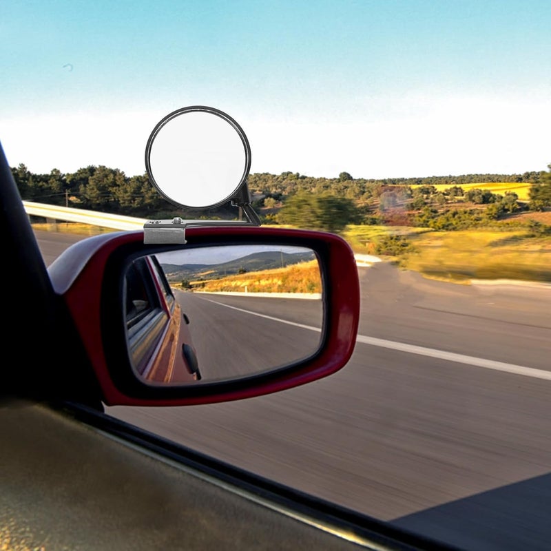 Car Blind Spot Mirror 2pcs Universal Front Wheel Auxiliary Convex Rearview Side Mirror with 360° Panoramic View for Parking and Driving Safety, Black Left Right - Image 5