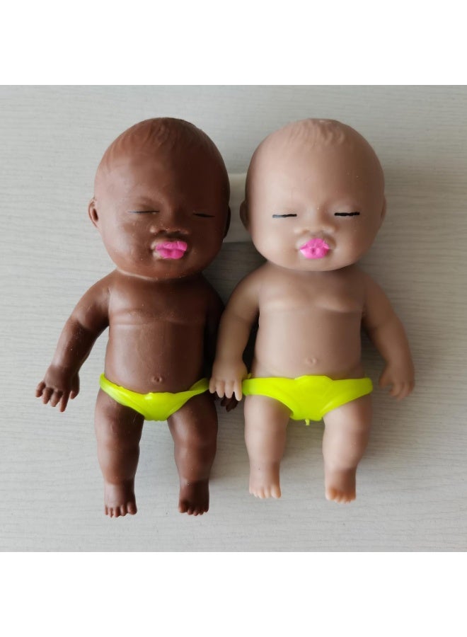 Black and White 2 Pieces Babies Squeeze Elastic Baby Squeeze Toy, Cute Toy, Stress Relief, Elastic Squeeze Doll Toy, Funny, Children's Goods, Durable, Stretchable, Portable, Children's (7.5cm) - Image 2