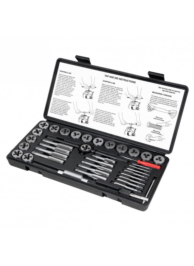 Performance Tool Performance Tool W4002DB 40-Piece Metric Tap And Die Set | Coarse and Fine Threads | Essential Threading Rethreading Tool Kit with Accessories and Storage Case  - Image 1