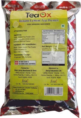 TeaOx Instant Lemon Tea Premix 1 kg Pouch | for Vending Machines | Instant Tea Powder | Premix Tea | Leman Grass - Image 2