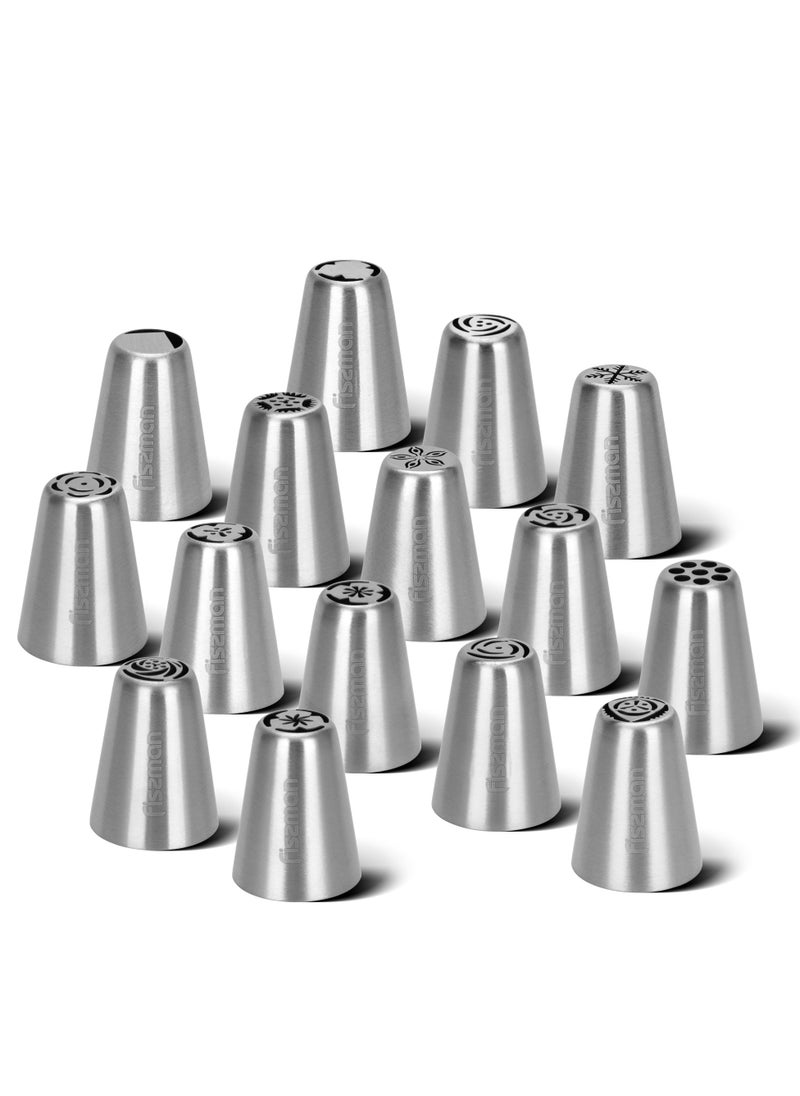 Fissman 15 Piece Russian Nozzle Pipping Tip Set Flower Tips Set 1  - Image 1