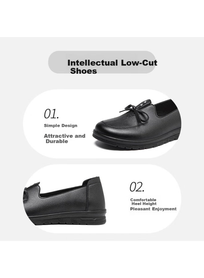 Da Dong Mom Shoes Women's Spring New Simple Flat Slip-on Bowknot C5090 Black 36