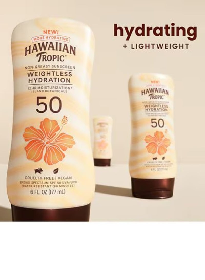 Hawaiian Tropic Weightless Hydration Non-greasy Sunscreen Lotion, SPF50, Water Resistant - 177 ml - Image 2
