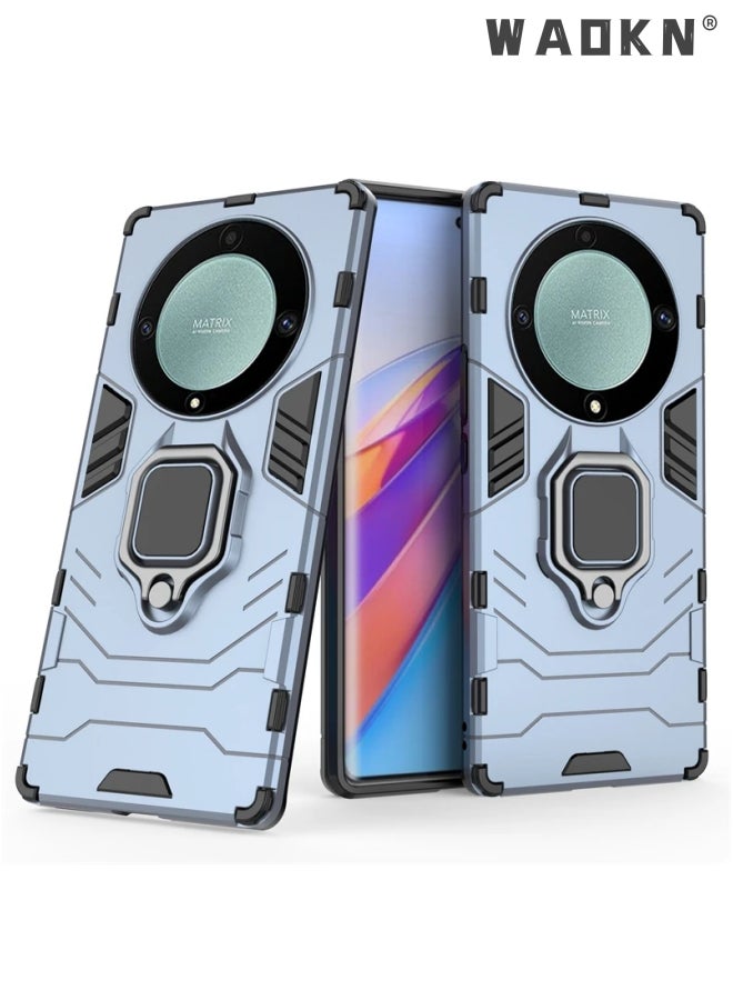 WAOKN For Honor X9a Case Shockproof Silicone Armor PC TPU Protective Phone Back Cover New Shockproof Bumper PC Armor Ring Magnetic Holder For Huaiwei Honor X9A  - Image 1