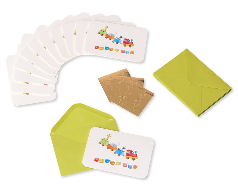 Papyrus Baby Thank You Cards with Envelopes, Toy Train (12-Count) - Image 2
