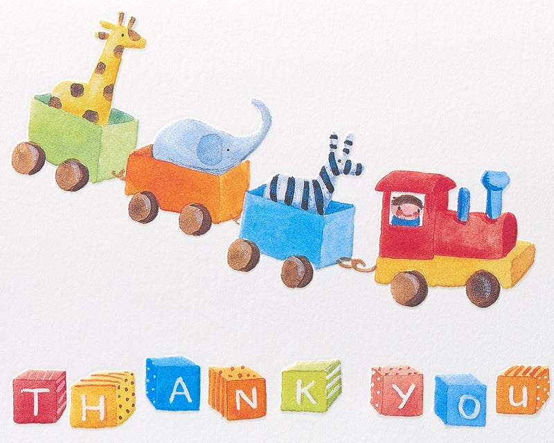 Papyrus Baby Thank You Cards with Envelopes, Toy Train (12-Count) - Image 3