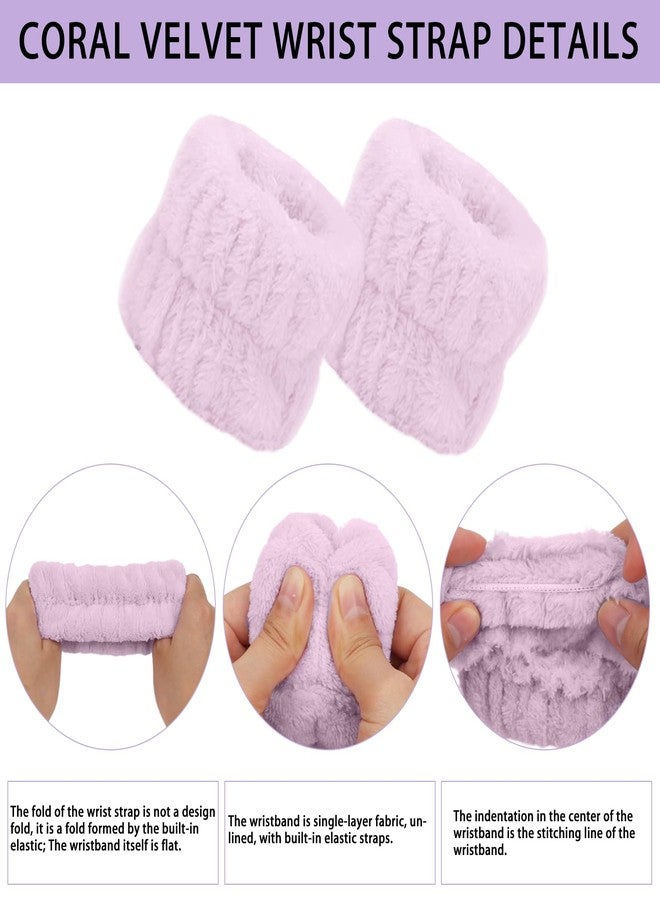 CAVETEE Makeup Headband for Washing Face, Spa Headband Wristband and Makeup Sponge, Skincare Headband Thick Sponge Headband for Women Girls, Purple - Image 3